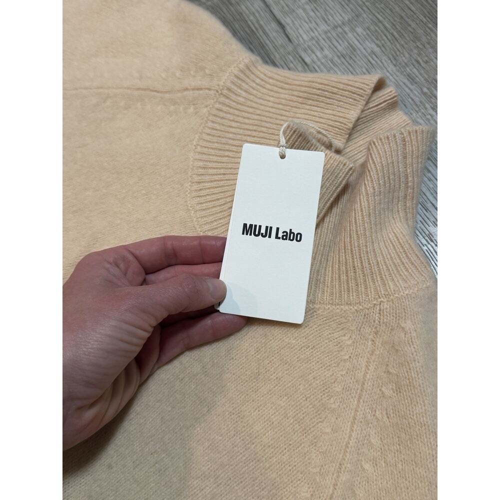 NWT Muji Labo Women’s Yak Wool Blend Turtleneck Sweater M Light Orange - Picture 2 of 8